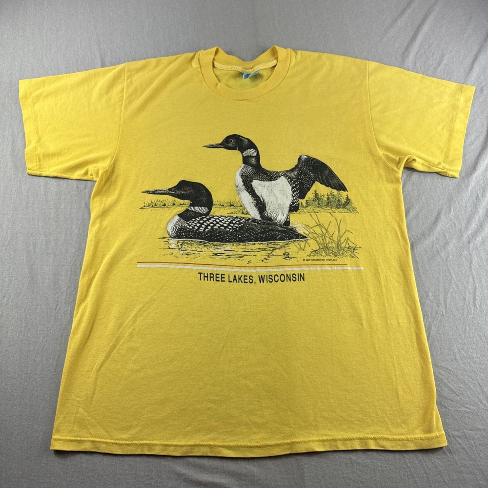 Vintage 1990 Stedman Super 50 Shirt Adult L Art Unlimited Made in USA Loon Fowl